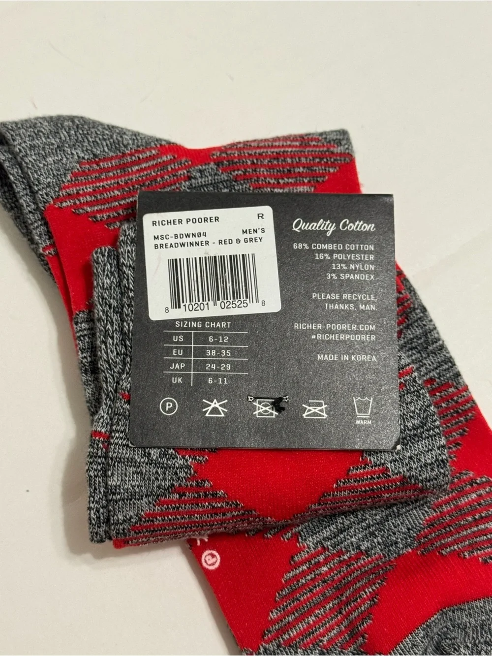 Richer Poorer Red and Gray Argyle Dress Socks